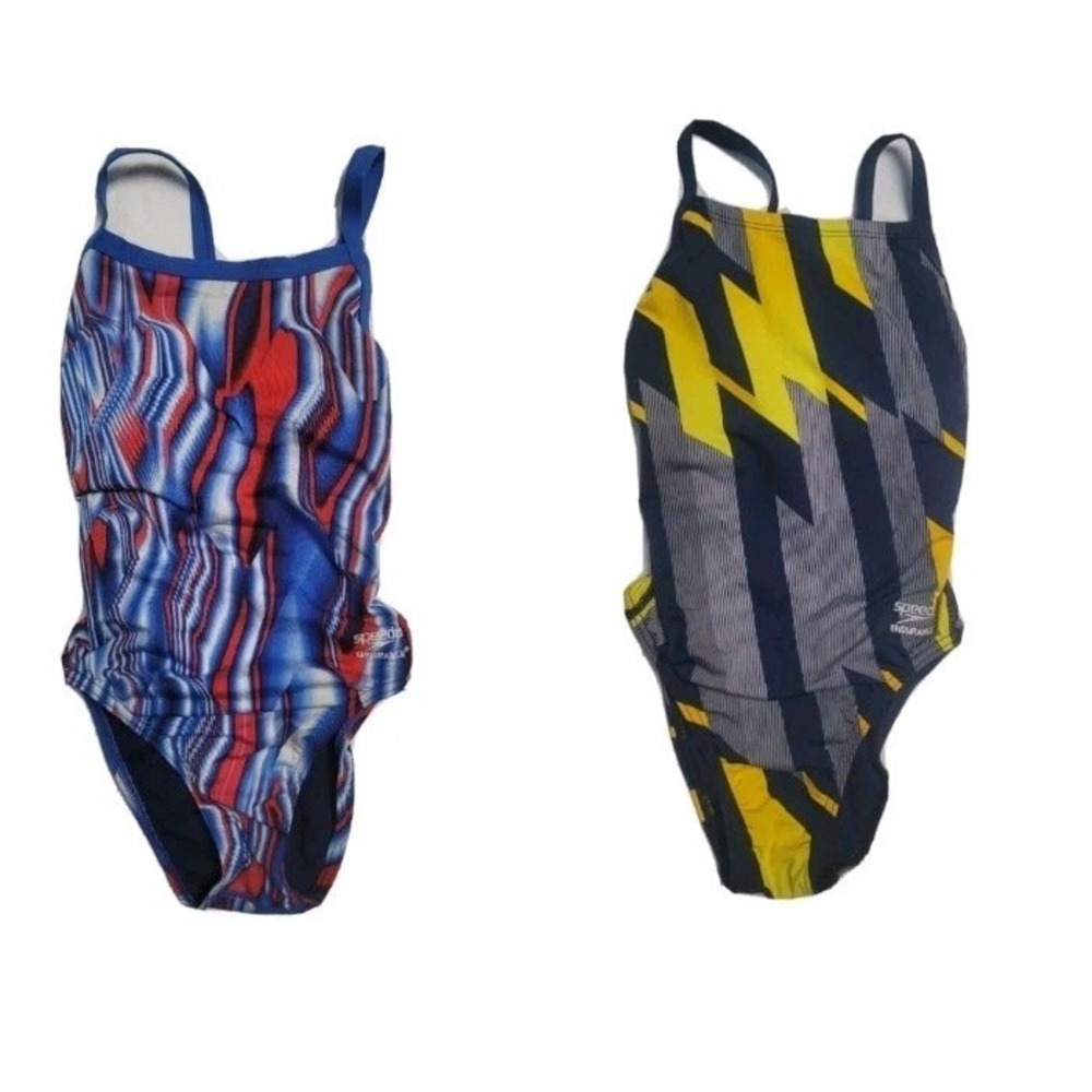 speedo endurance swimsuit Women's 26 One Piece Multi Colors Logo Lot Of 2